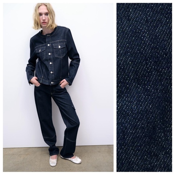 NWT. Zara TRF Dark Indigo Denim Jacket. Size M. - Picture 1 of 12